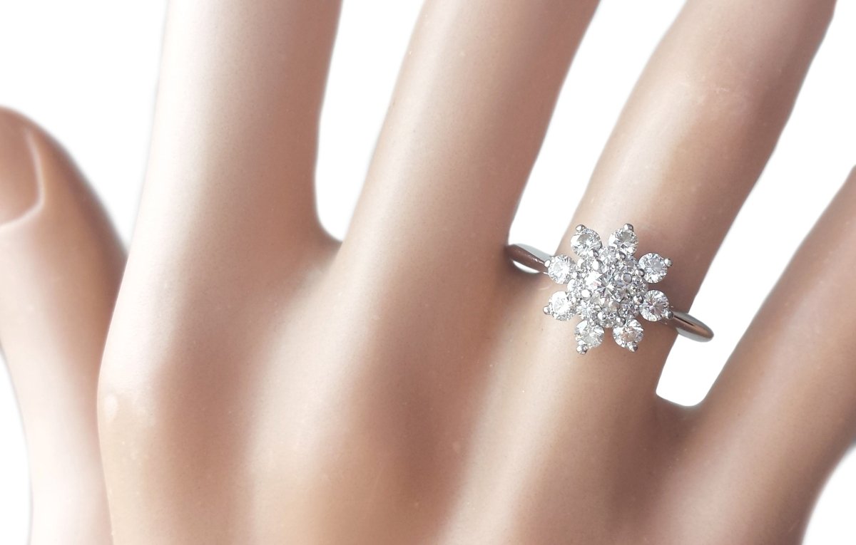 Tiffany & Co. 0.60ct Round Brilliant Diamond Flower Engagement Ring - Bloomsbury Manor Ltd
