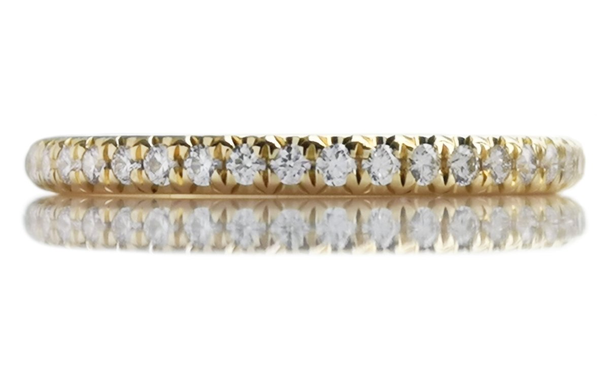 Tiffany & Co .17ct Diamond 18k Gold 2mm Soleste Half Wedding Ring SZ L RRP £2425 - Bloomsbury Manor Ltd