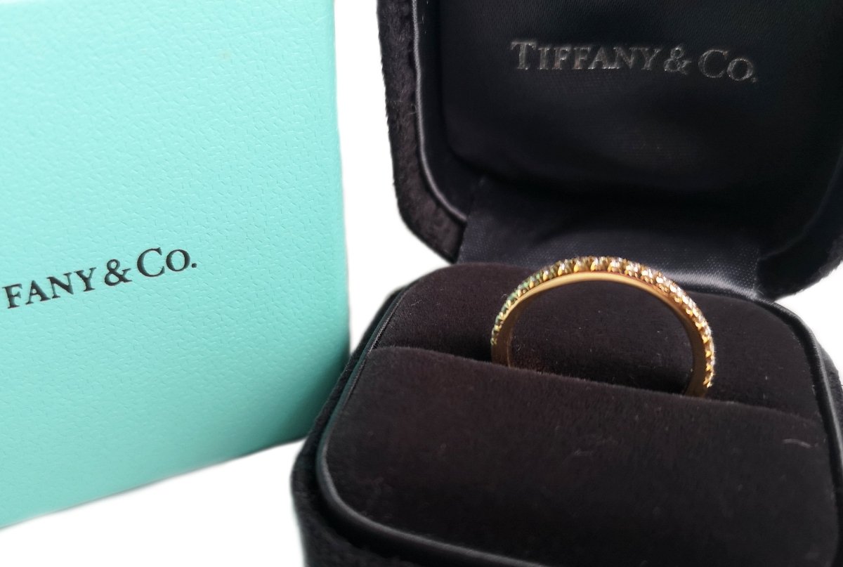 Tiffany & Co .17ct Diamond 18k Gold 2mm Soleste Half Wedding Ring SZ L RRP £2425 - Bloomsbury Manor Ltd