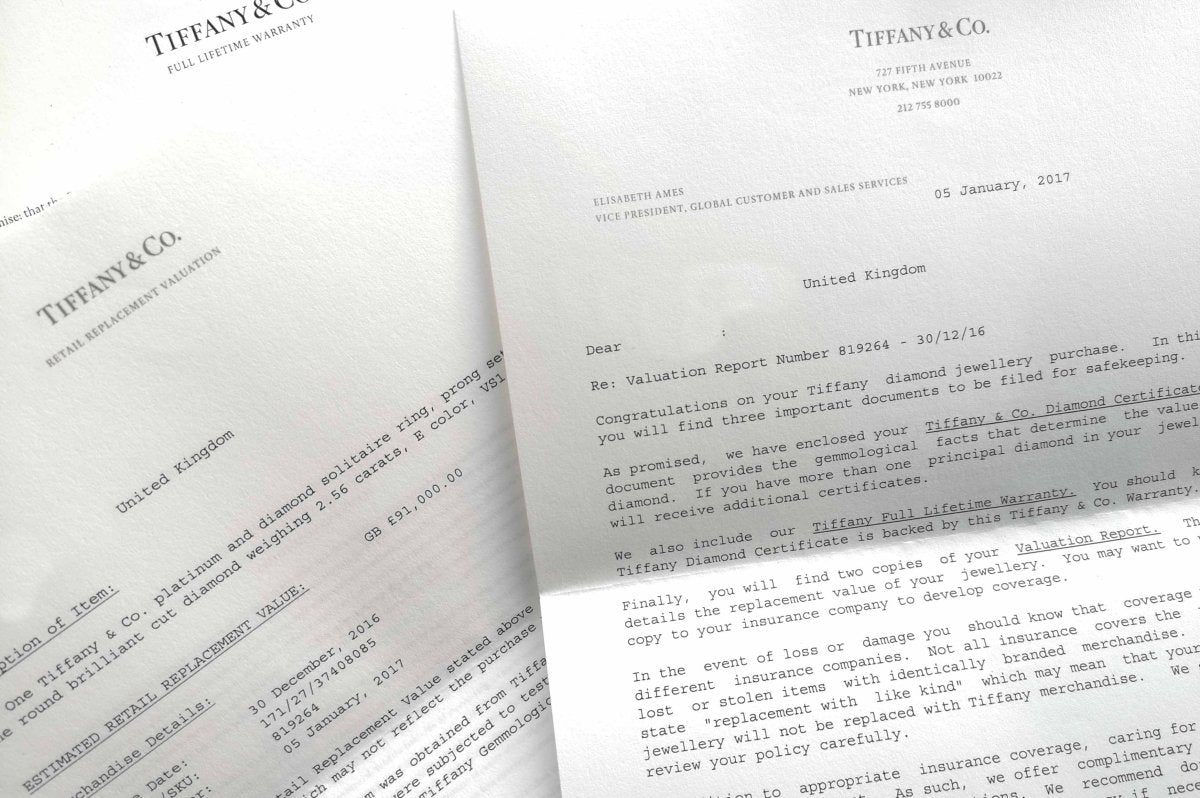 Tiffany & Co. 2.56ct E/VS1 Triple XXX Round Brilliant Cut Diamond Engagement Ring - Bloomsbury Manor Ltd