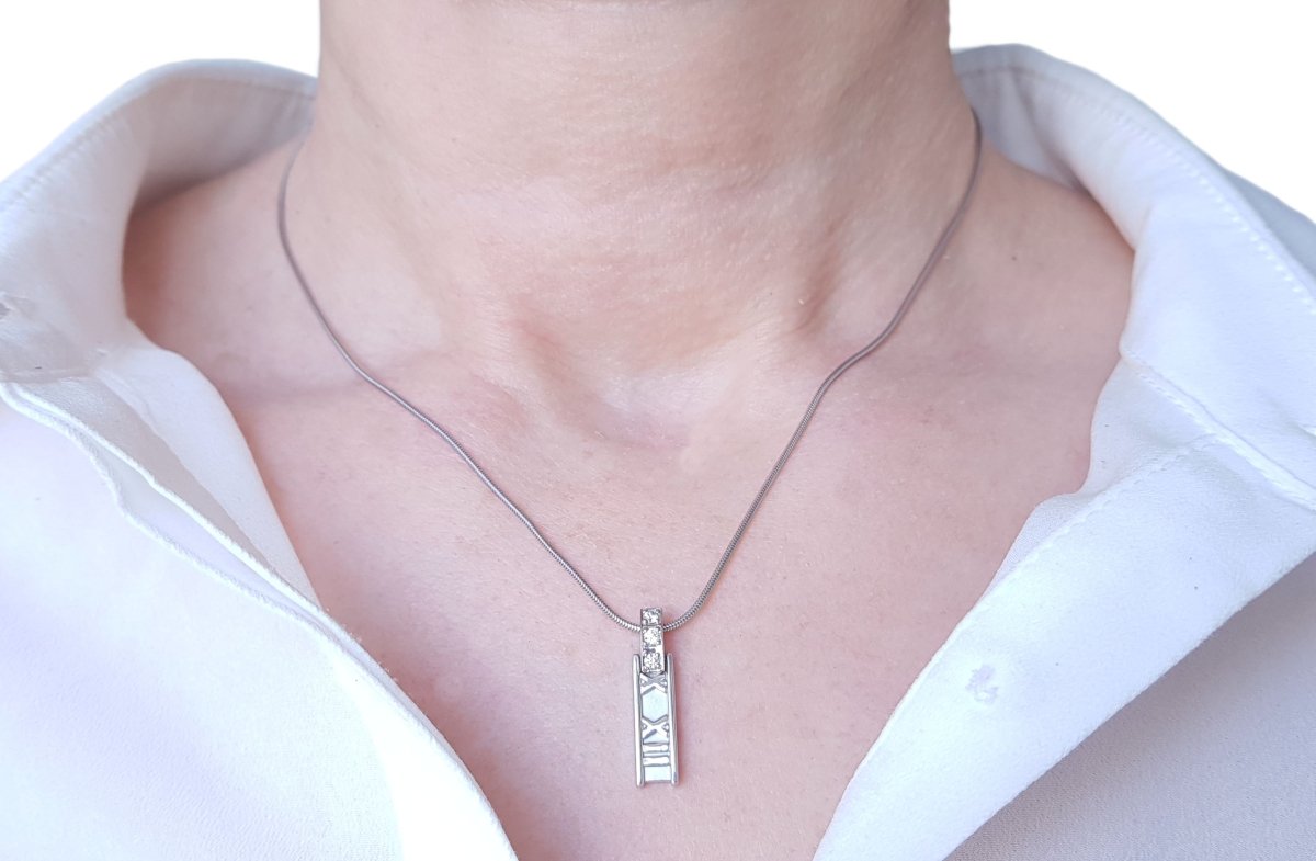 Tiffany & Co. Atlas Diamond 750 (Gold) Pendant on a 16 inch Snake Chain - Bloomsbury Manor Ltd