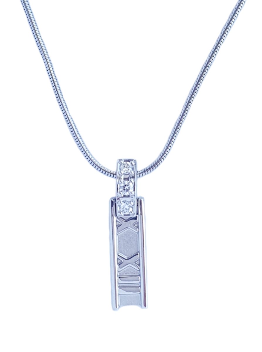 Tiffany & Co. Atlas Diamond 750 (Gold) Pendant on a 16 inch Snake Chain - Bloomsbury Manor Ltd