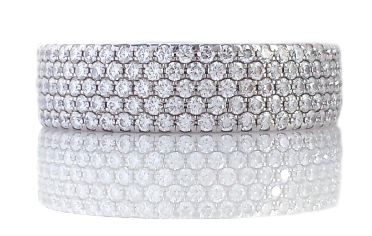 Tiffany & Co. Metro Five - Row 0.90ct Diamond Ring in 18k White Gold - Bloomsbury Manor Ltd