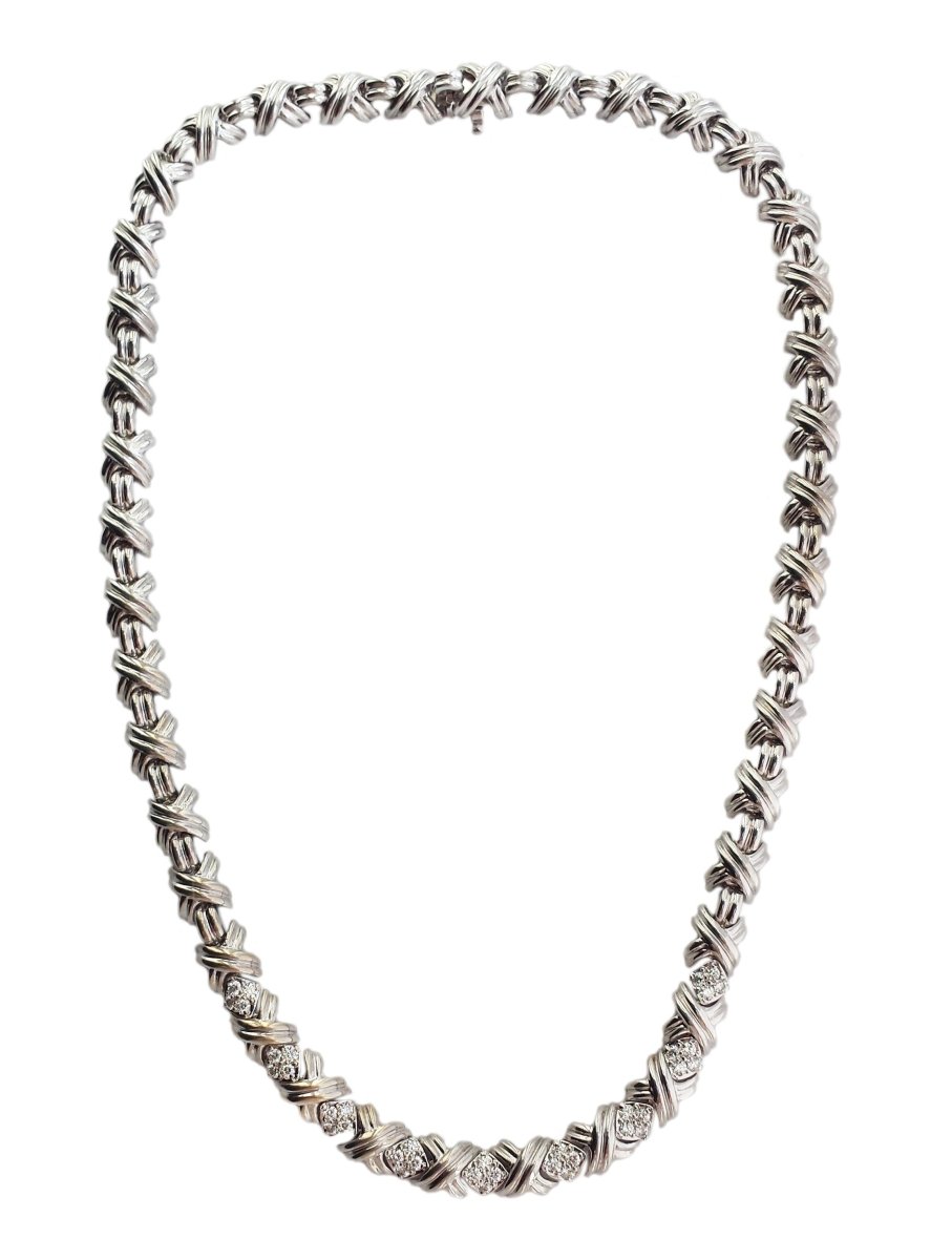 Tiffany & Co. Signature X 1.08ct Diamond Necklace in 18k White Gold - Bloomsbury Manor Ltd