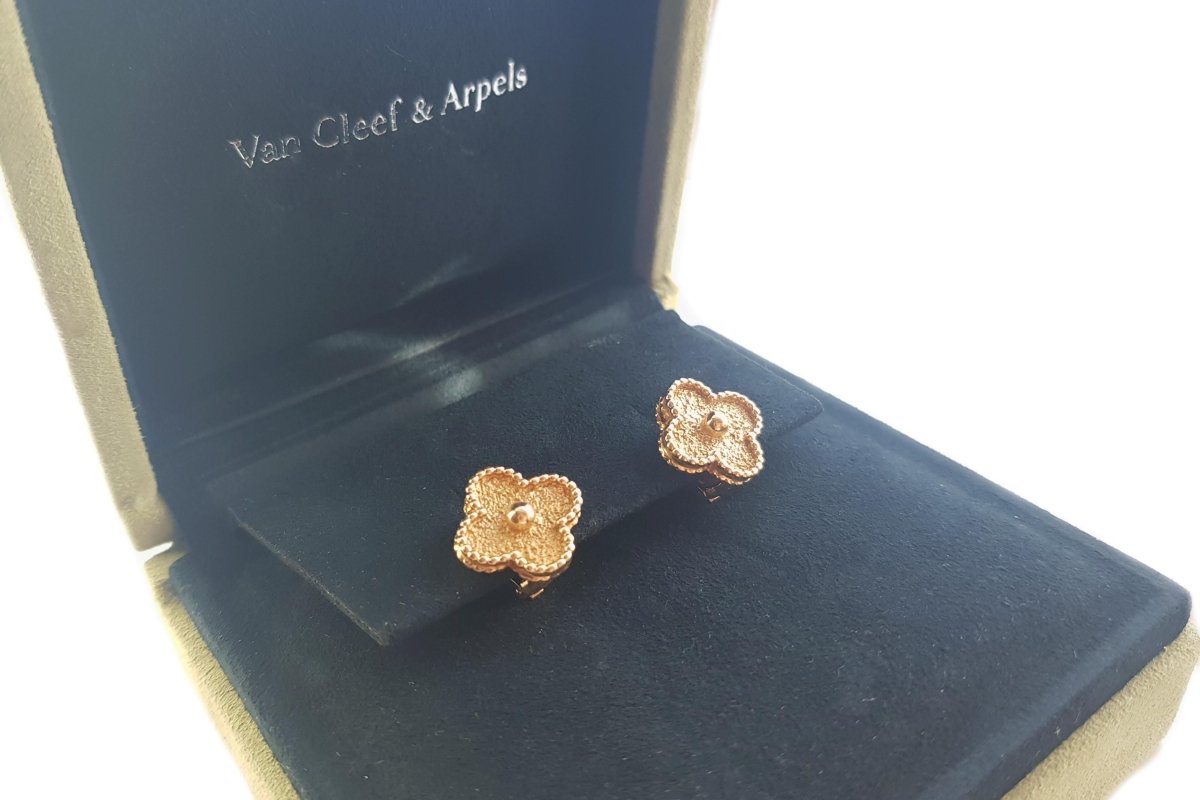 Van Cleef & Arpels Vintage Alhambra Earrings in 18k Gold - Bloomsbury Manor Ltd