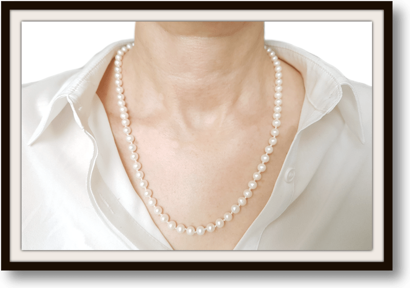 Vintage 20 inch 6.25mm Hand knotted Akoya Cultured Pearl Necklace 14k Gold Clasp - Bloomsbury Manor Ltd