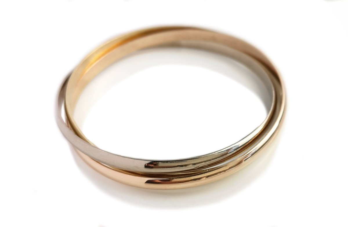 Vintage Cartier 4.5mm 18k Gold Trinity Bangle, Size 19 - Bloomsbury Manor Ltd