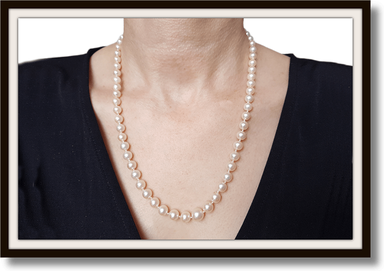 Vintage Cultured Graduated Knotted Pearl Necklace 21in 8.81mm - 5.87mm - Bloomsbury Manor Ltd