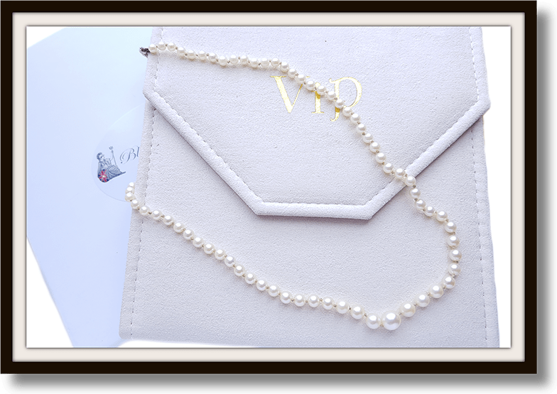 Vintage Graduated 17" Knotted Cultured Pearl Necklace 9K White Gold Clasp Rose Cut Diamond - Bloomsbury Manor Ltd