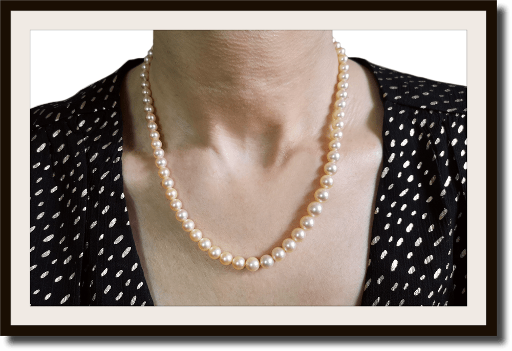 Vintage Graduated Cultured Pearl Necklace 18k Gold Clasp - Bloomsbury Manor Ltd
