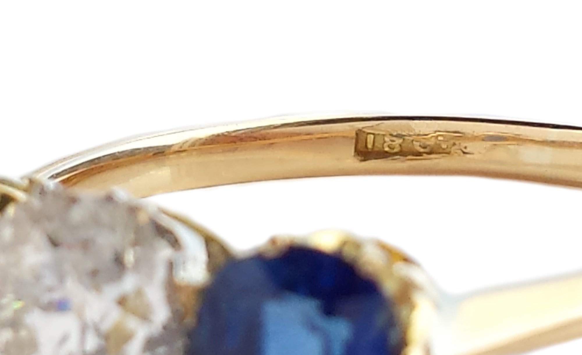 Antique Art Deco 1920s 3-Stone 2.25tcw Old Cut Diamond & Natural Sapphire Engagement Ring