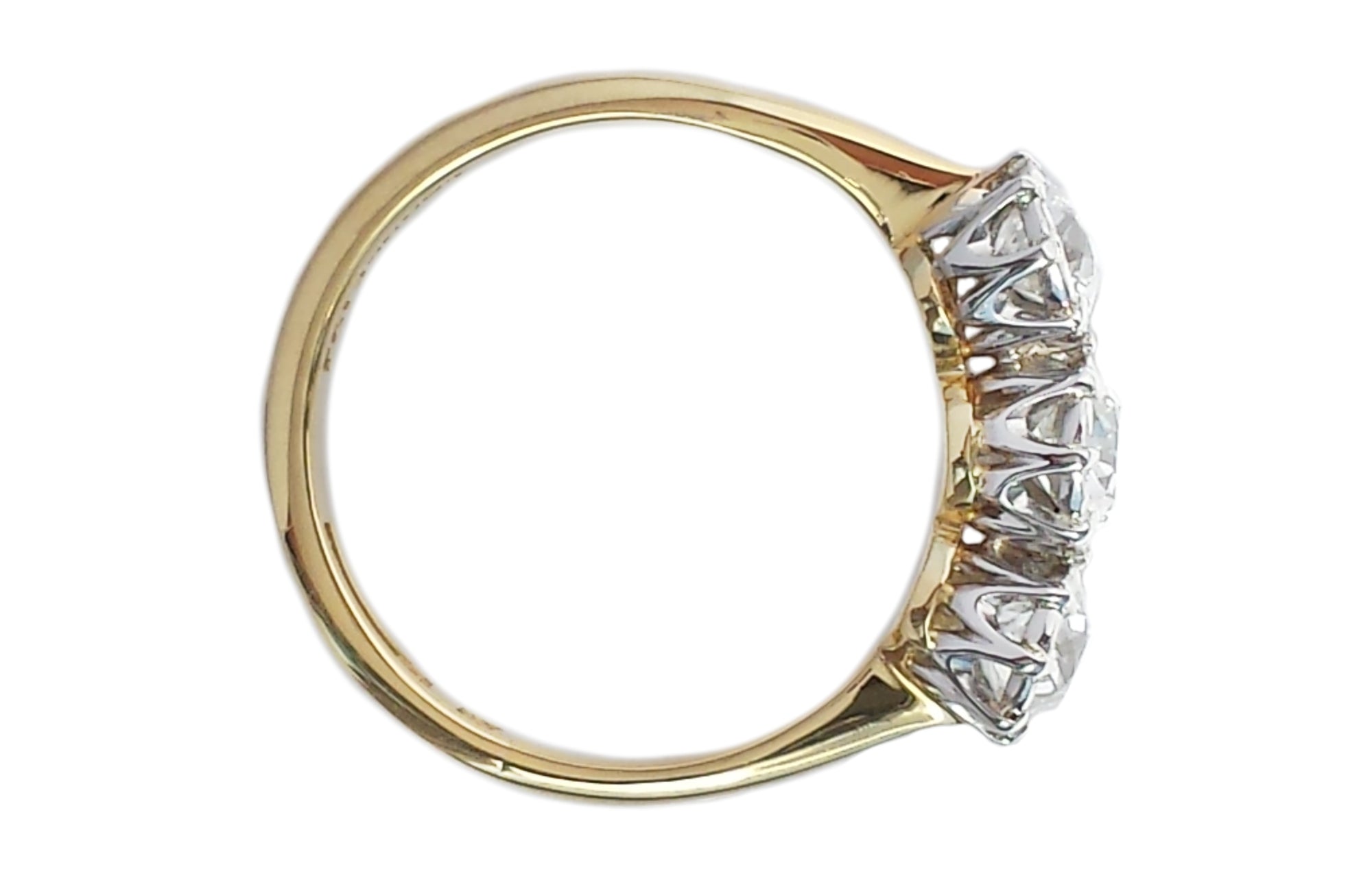 Art Deco 1.10ct G/SI1 3-Stone Old Cut Diamond Engagement Ring