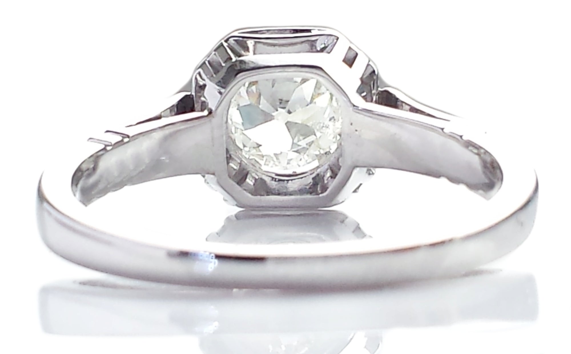 Antique 1920s French 0.92ct H/SI2 Old European Cut Diamond Engagement Ring