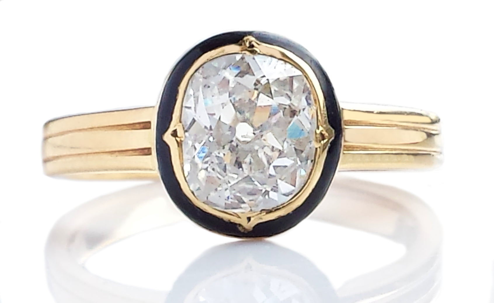 Antique 1.40ct G/I1 Old Mine Cut Diamond Engagement Ring in 18k Yellow Gold