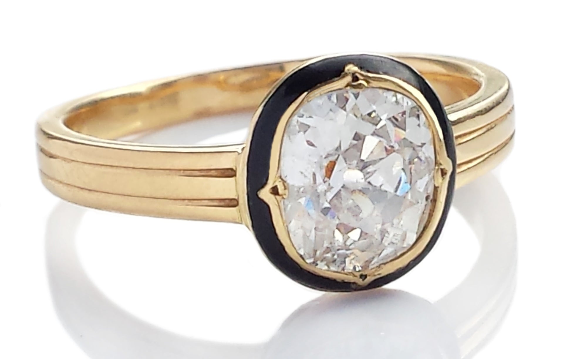 Antique 1.40ct G/I1 Old Mine Cut Diamond Engagement Ring in 18k Yellow Gold