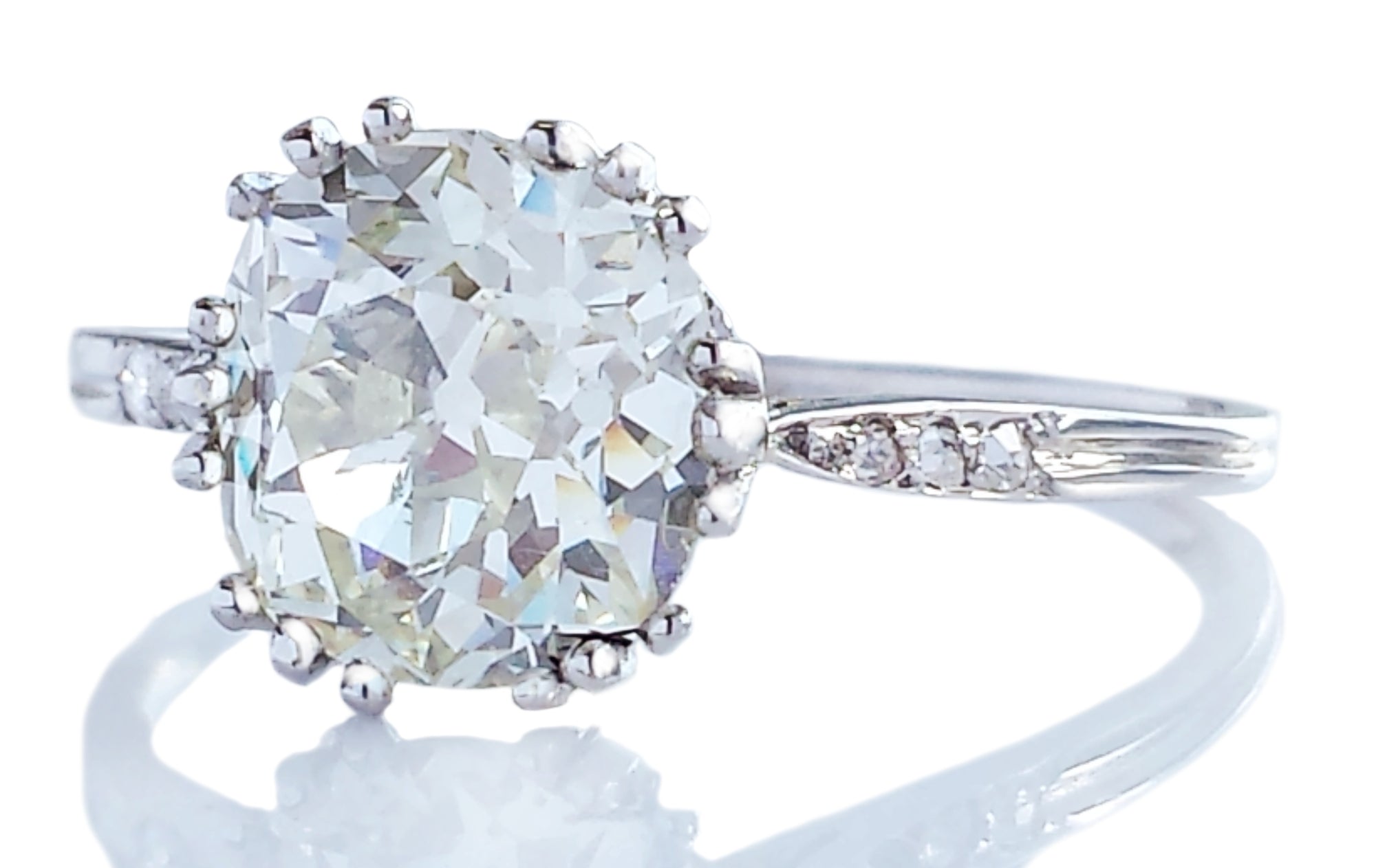 Art Deco 2.12ct M/SI1 Old Mine Brilliant Cut Diamond Engagement Ring