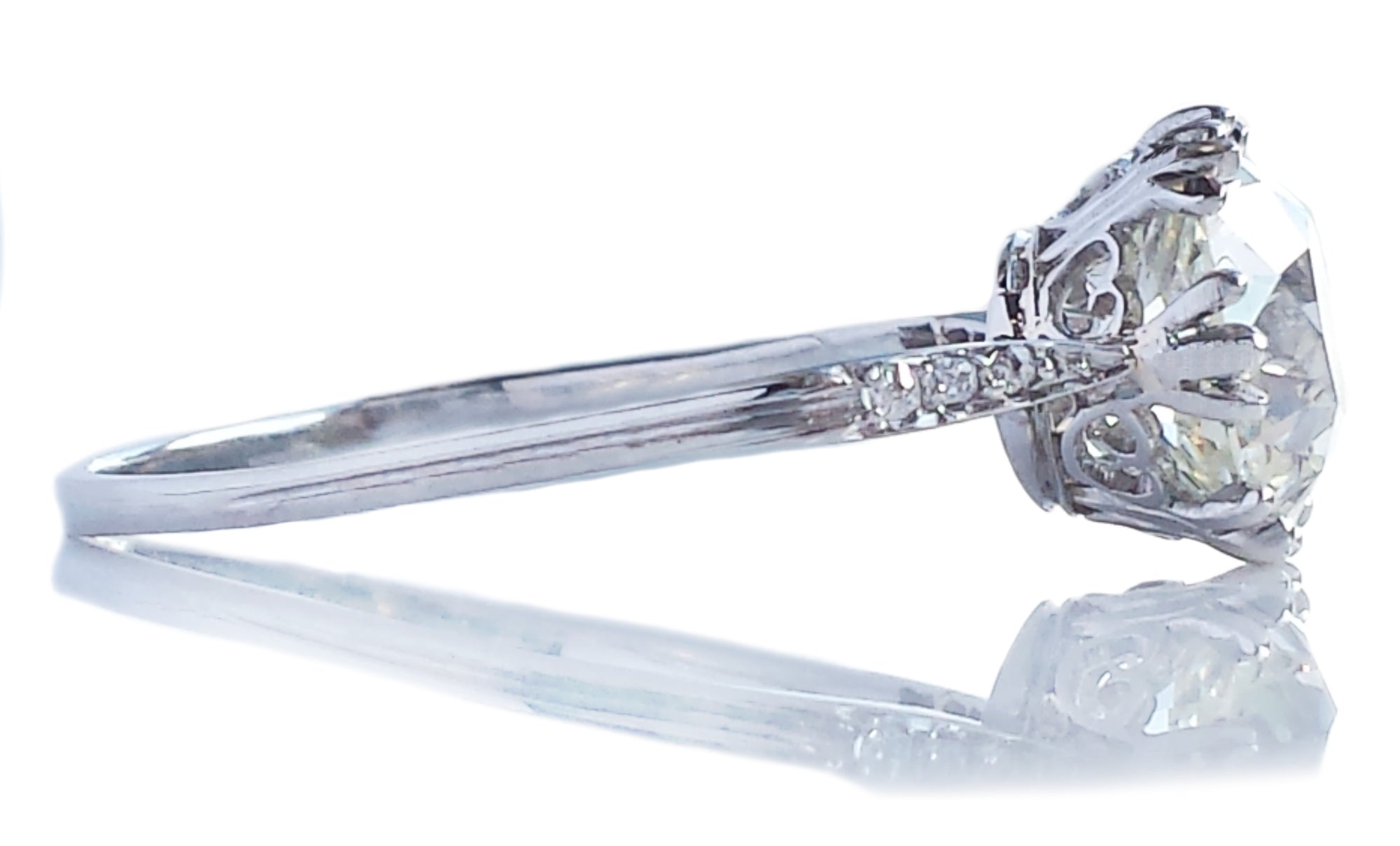Art Deco 2.12ct M/SI1 Old Mine Brilliant Cut Diamond Engagement Ring