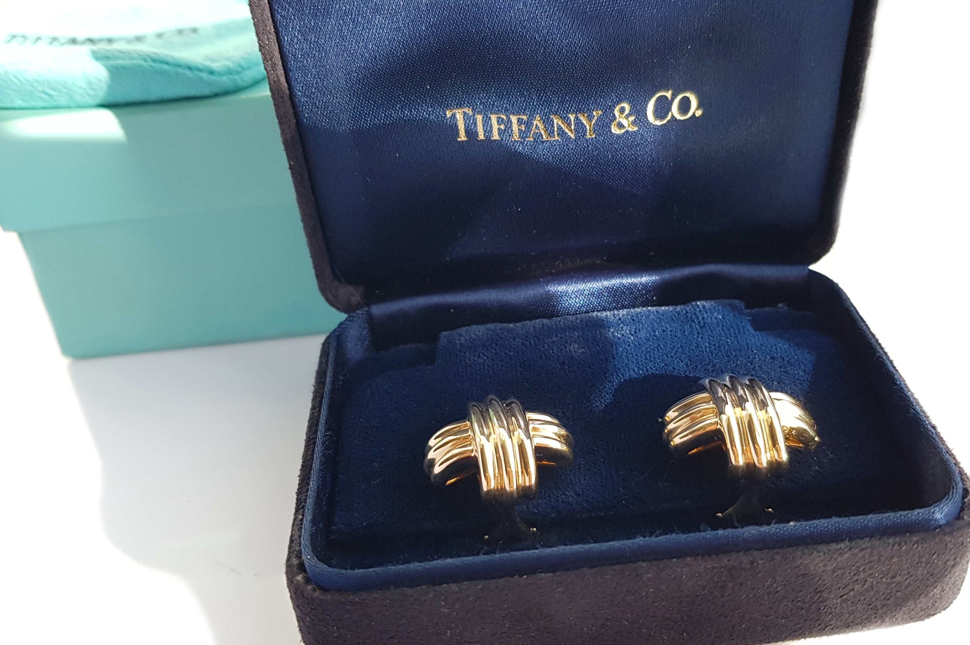 Vintage 1980s Tiffany & Co Signature X 750 Earrings 15.5g