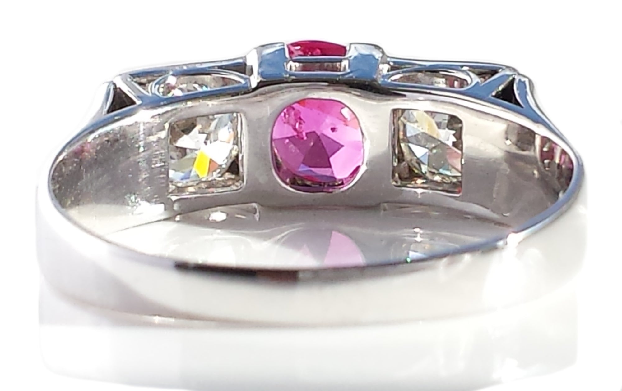 Vintage 1.62tcw Burmese Ruby & Old European Cut Diamond Engagement Ring