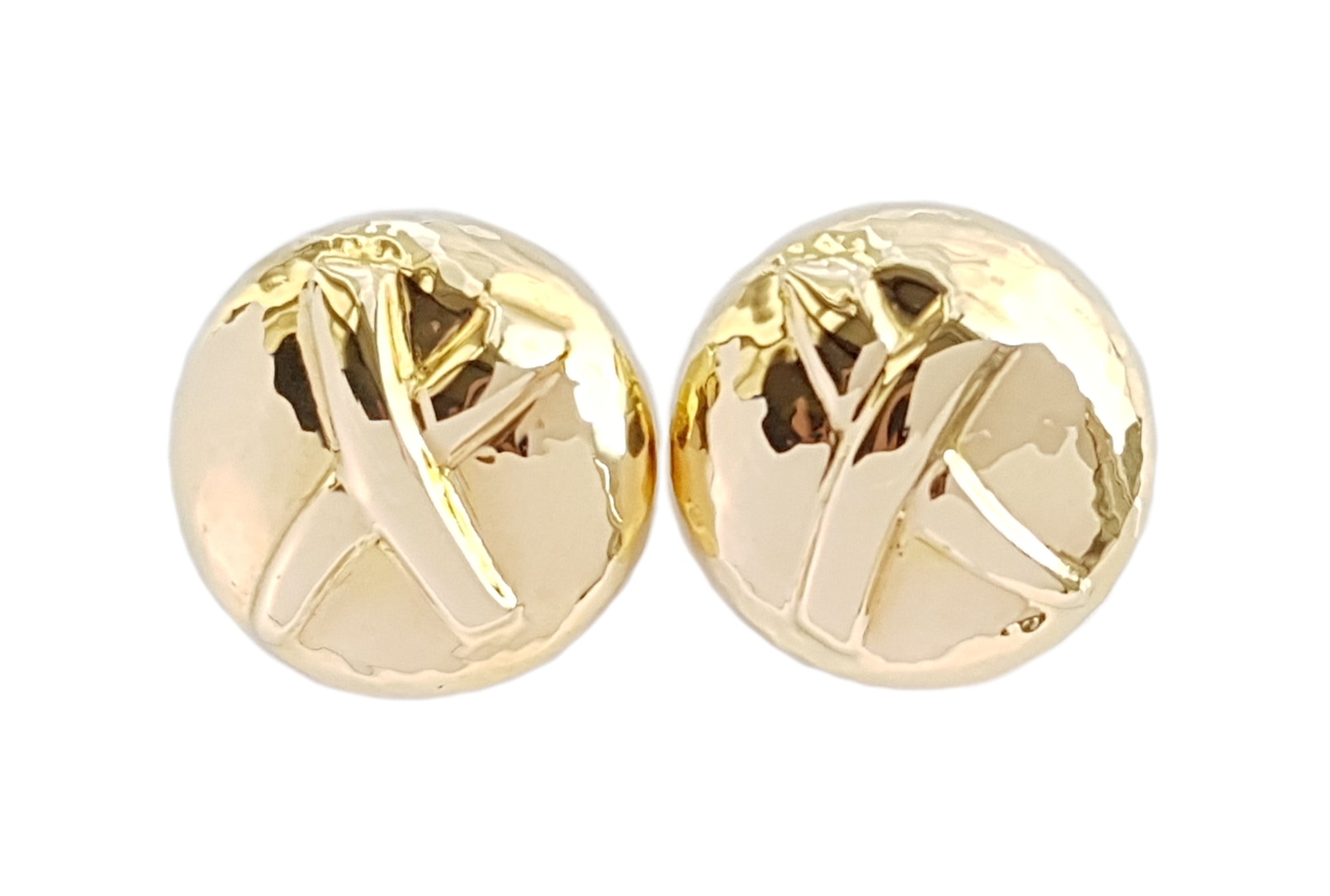 Vintage 1990 Tiffany & Co Paloma Picasso Kiss Disc Earrings 18k Gold