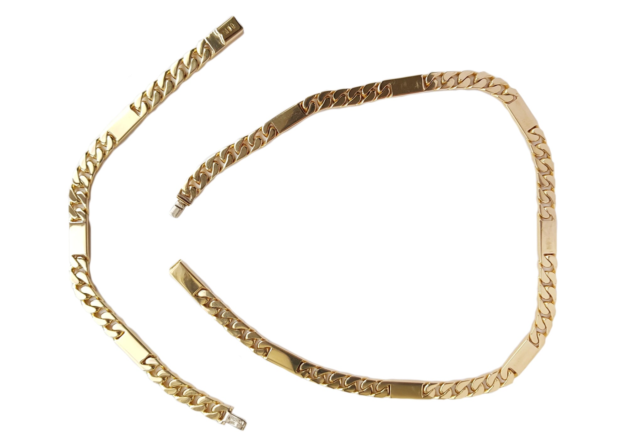 Vintage Bulgari Bvlgari 1970s Heavy Curb Chain Necklace & Bracelet