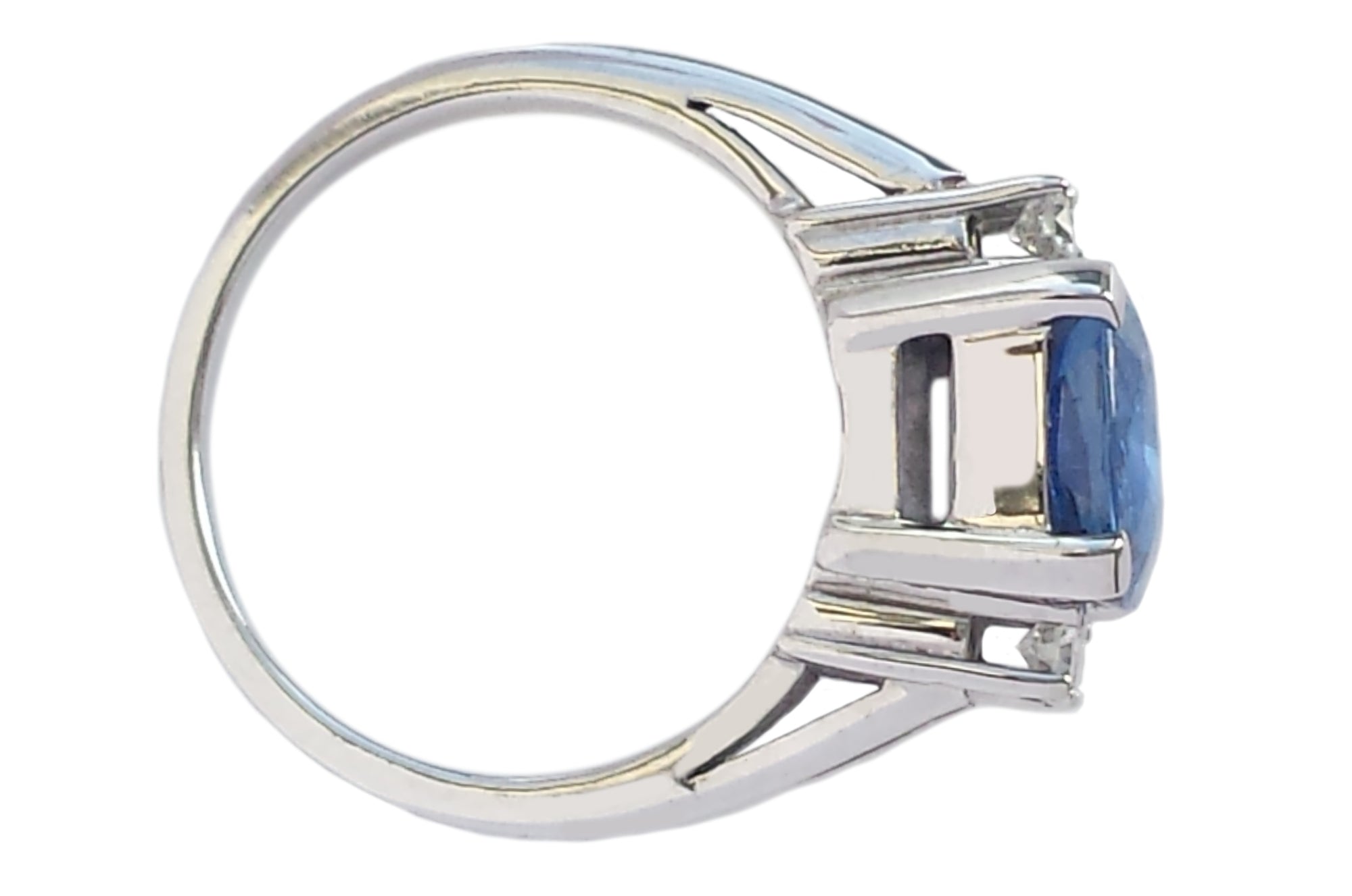 Mid Century 3.06ct Unheated Ceylon Sapphire Ring with Diamonds