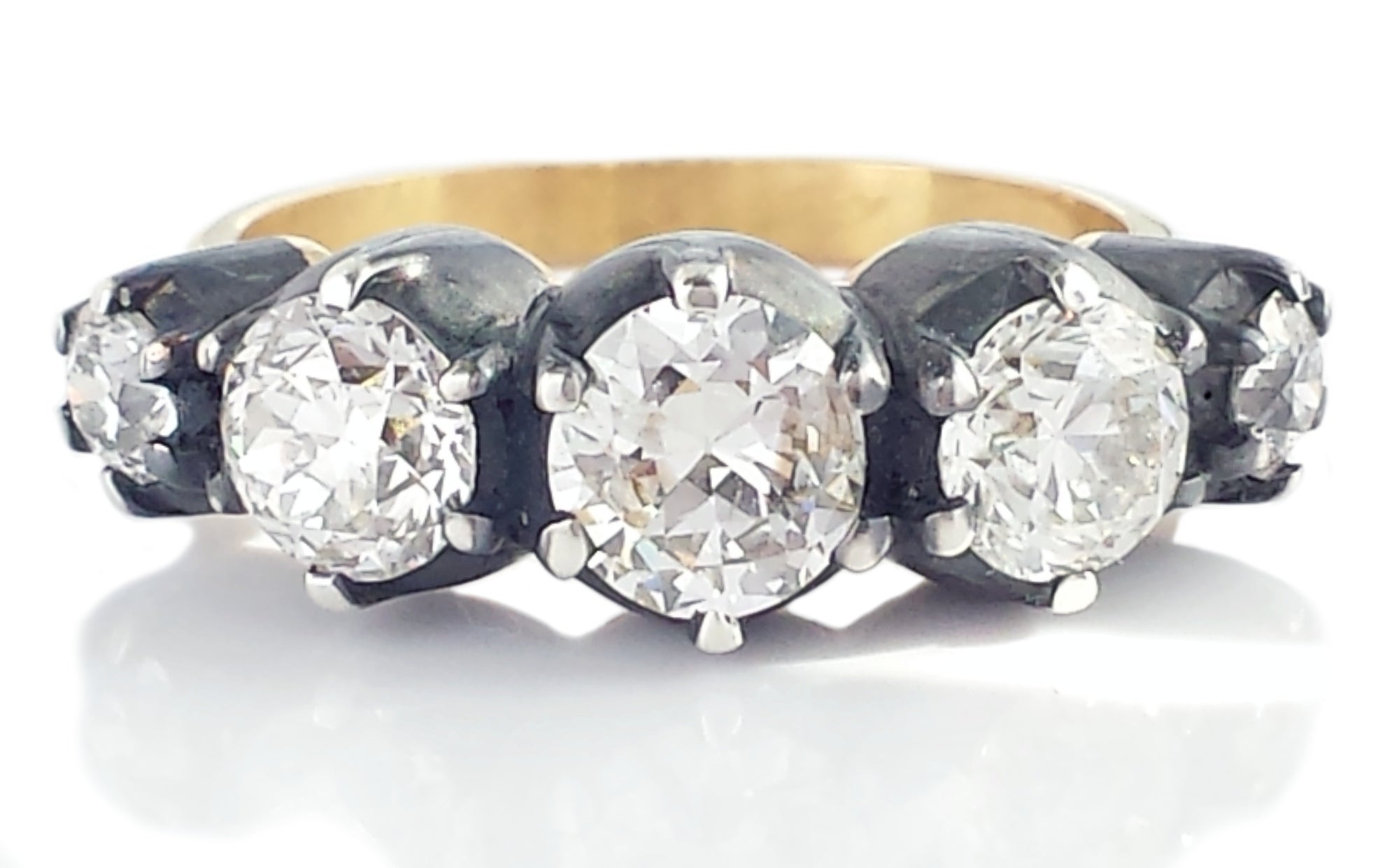 Reimagined Georgian Old European Cut 2.29ct Diamond 5 Stone Engagement Ring