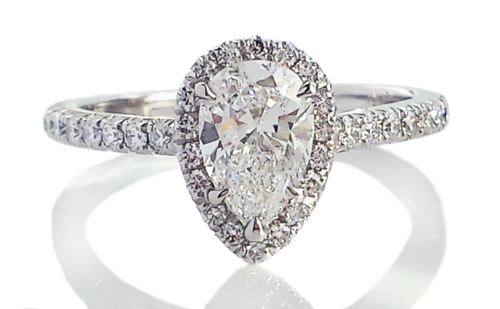 Tiffany & Co. 0.58ct E/VS1 Triple-X Pear Shaped Soleste Diamond Engagement Ring