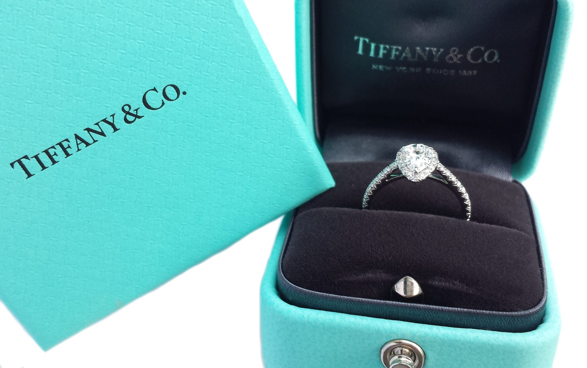 Tiffany & Co. 0.58ct E/VS1 Triple-X Pear Shaped Soleste Diamond Engagement Ring