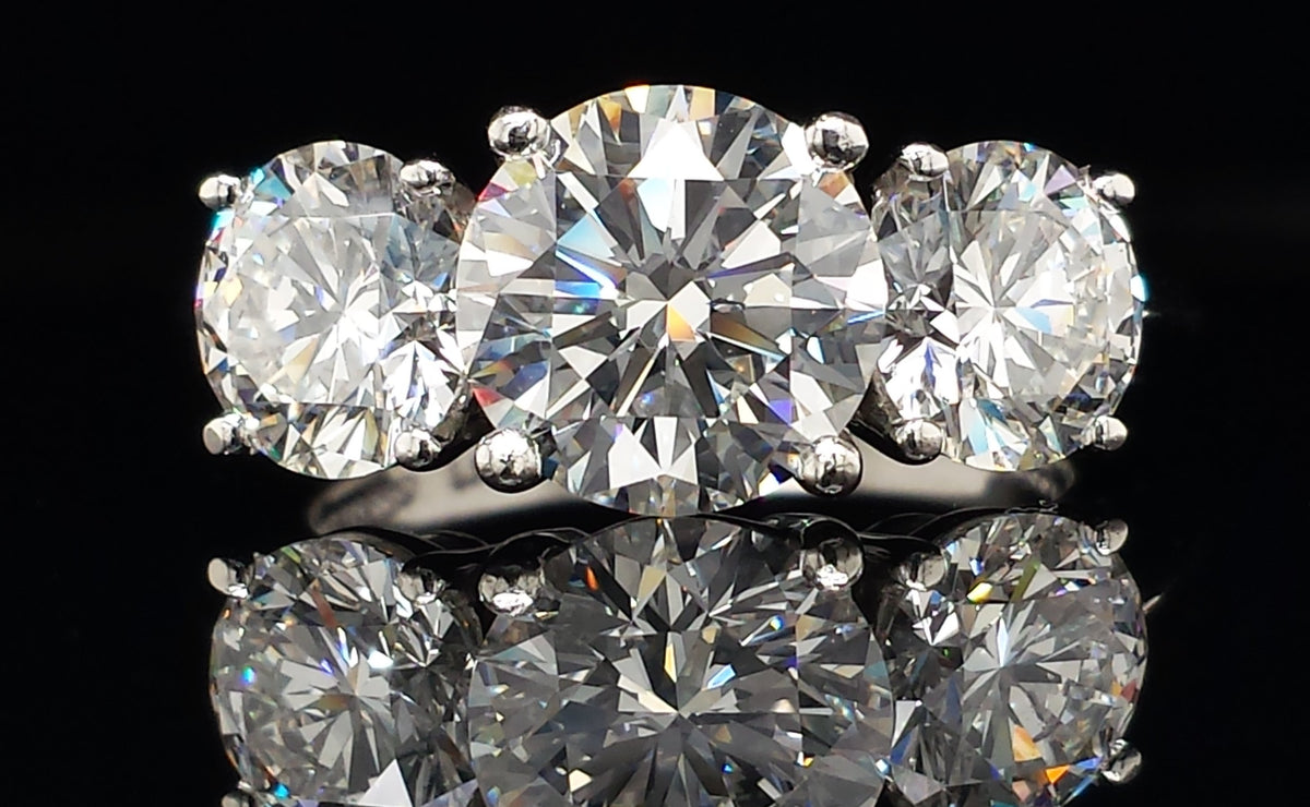 Tiffany & Co 5.17tcw 3 Stone F/VS1/VS2 Round Brilliant Diamond Engagment Ring