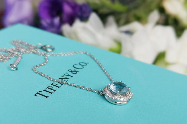 Tiffany & Co. Diamond & Aquamarine Soleste Pendant - Bloomsbury Manor Ltd