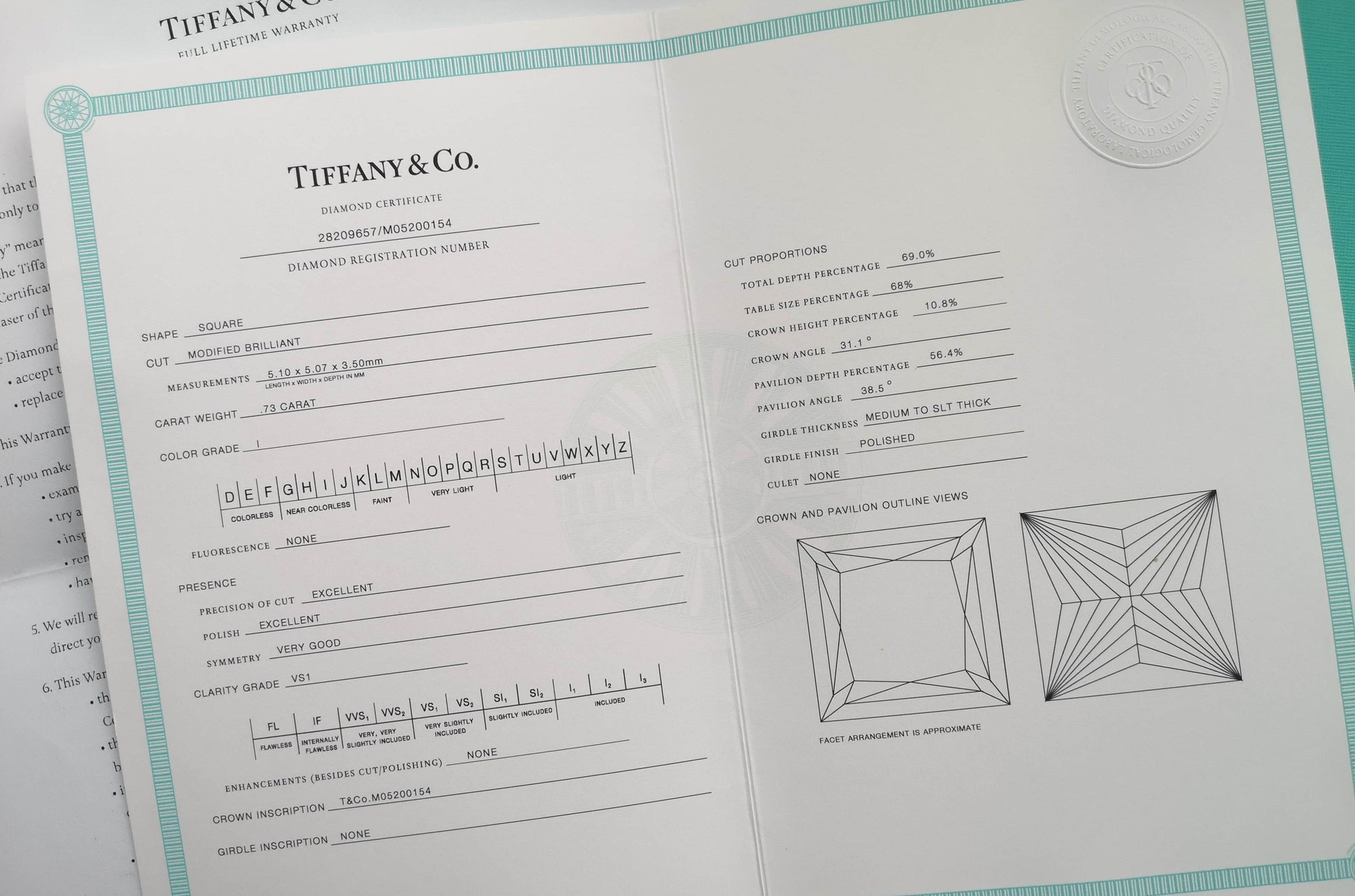 Tiffany & Co. 0.73ct I/VS1 Grace Diamond Engagement Ring