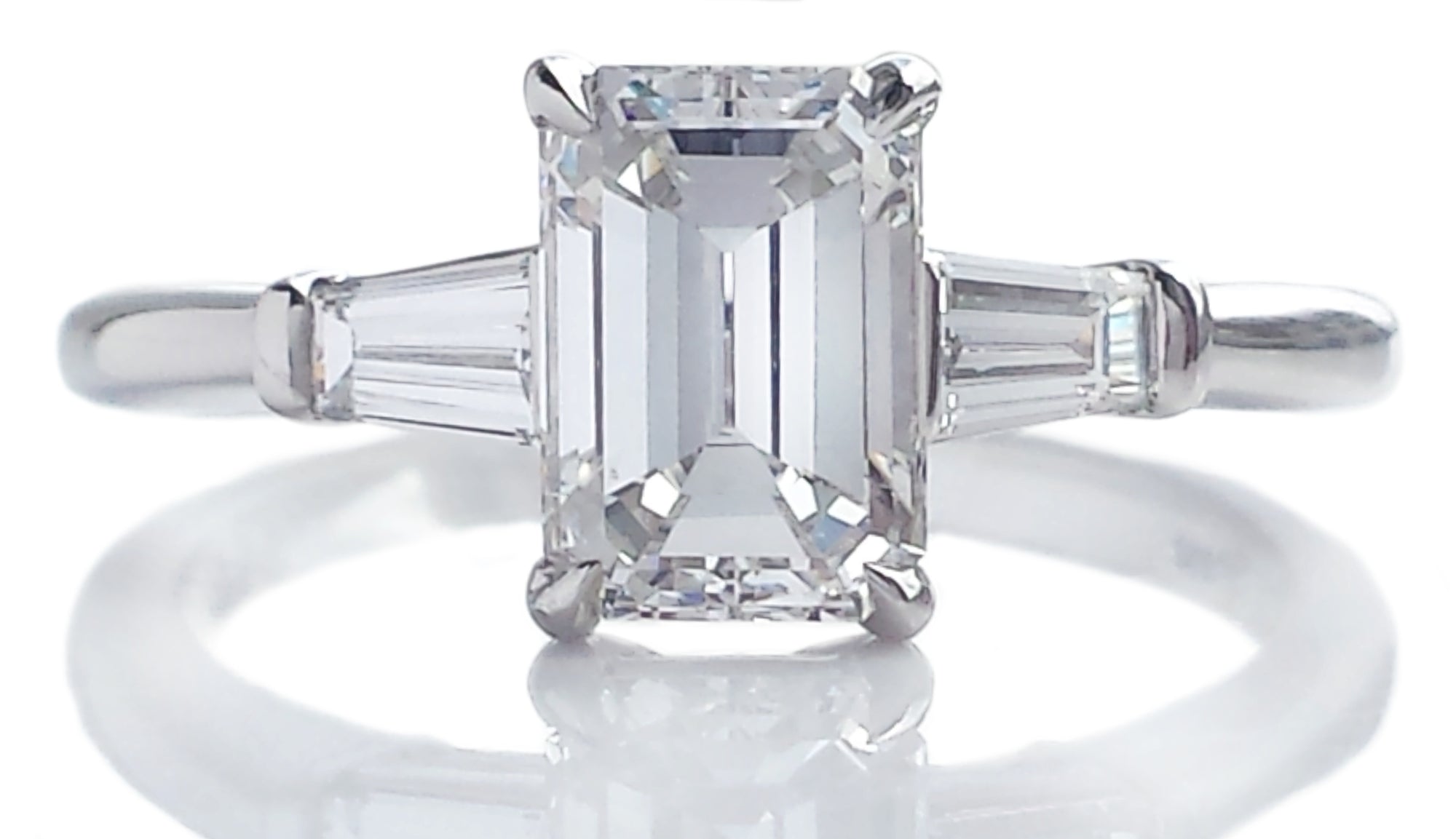 Tiffany & Co. 1.46tcw F/VS1 Emerald Cut Diamond Engagement Ring with Tapered Baguettes