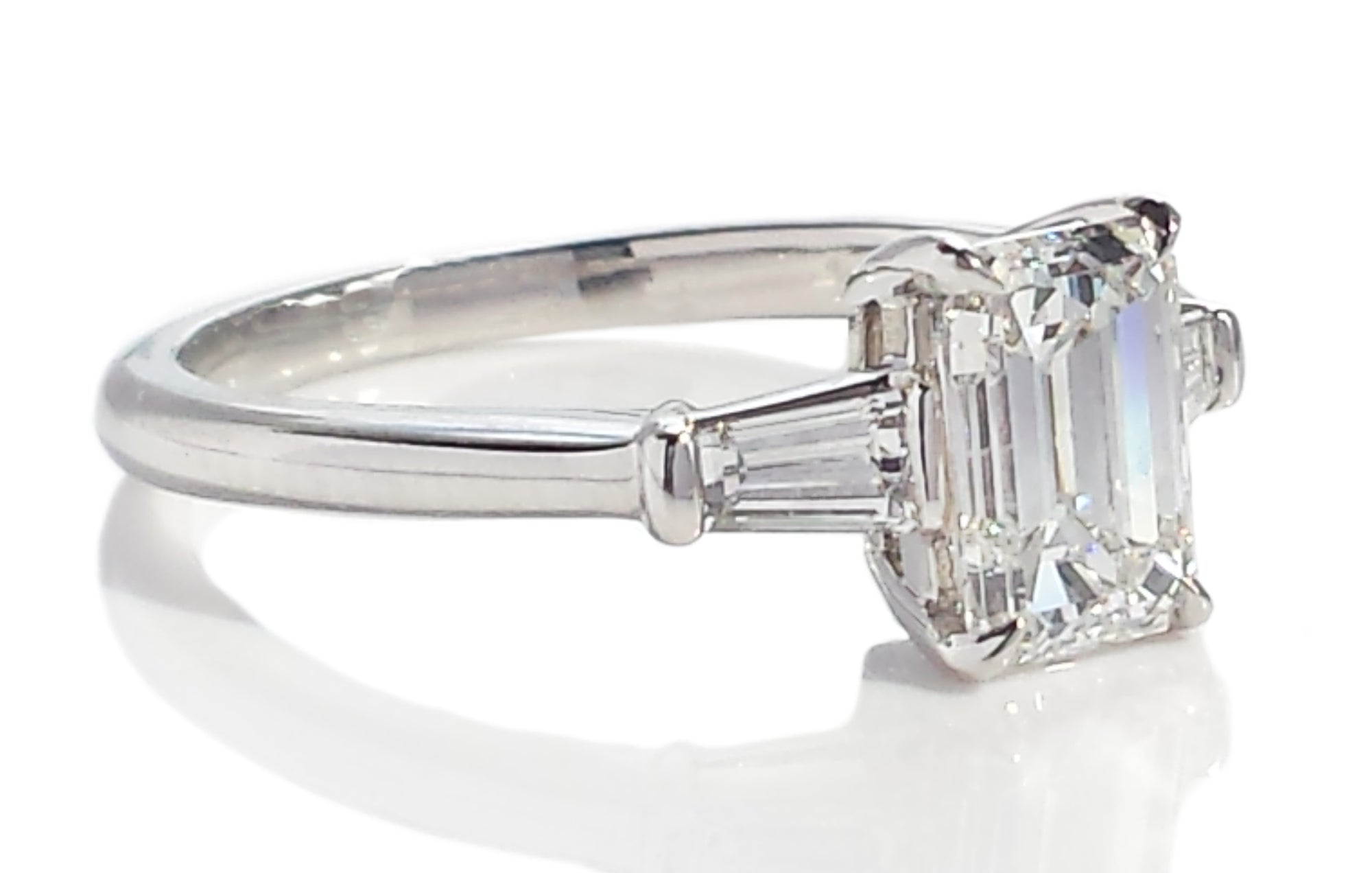 Tiffany & Co. 1.46tcw F/VS1 Emerald Cut Diamond Engagement Ring with Tapered Baguettes