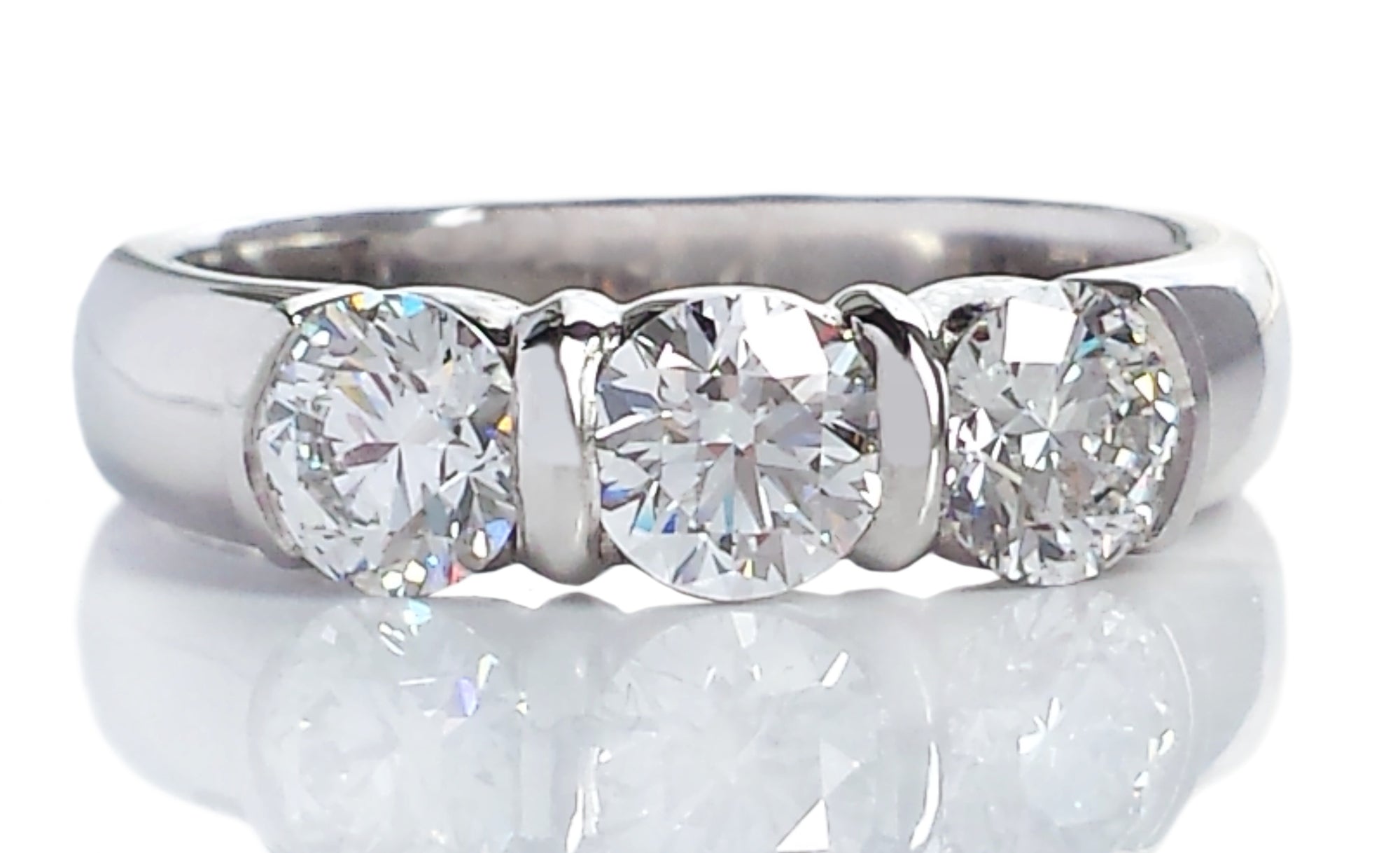 Tiffany & Co. 1.58tcw E/VS1/VS2 Three Stone Round Brilliant Diamond Engagement Ring