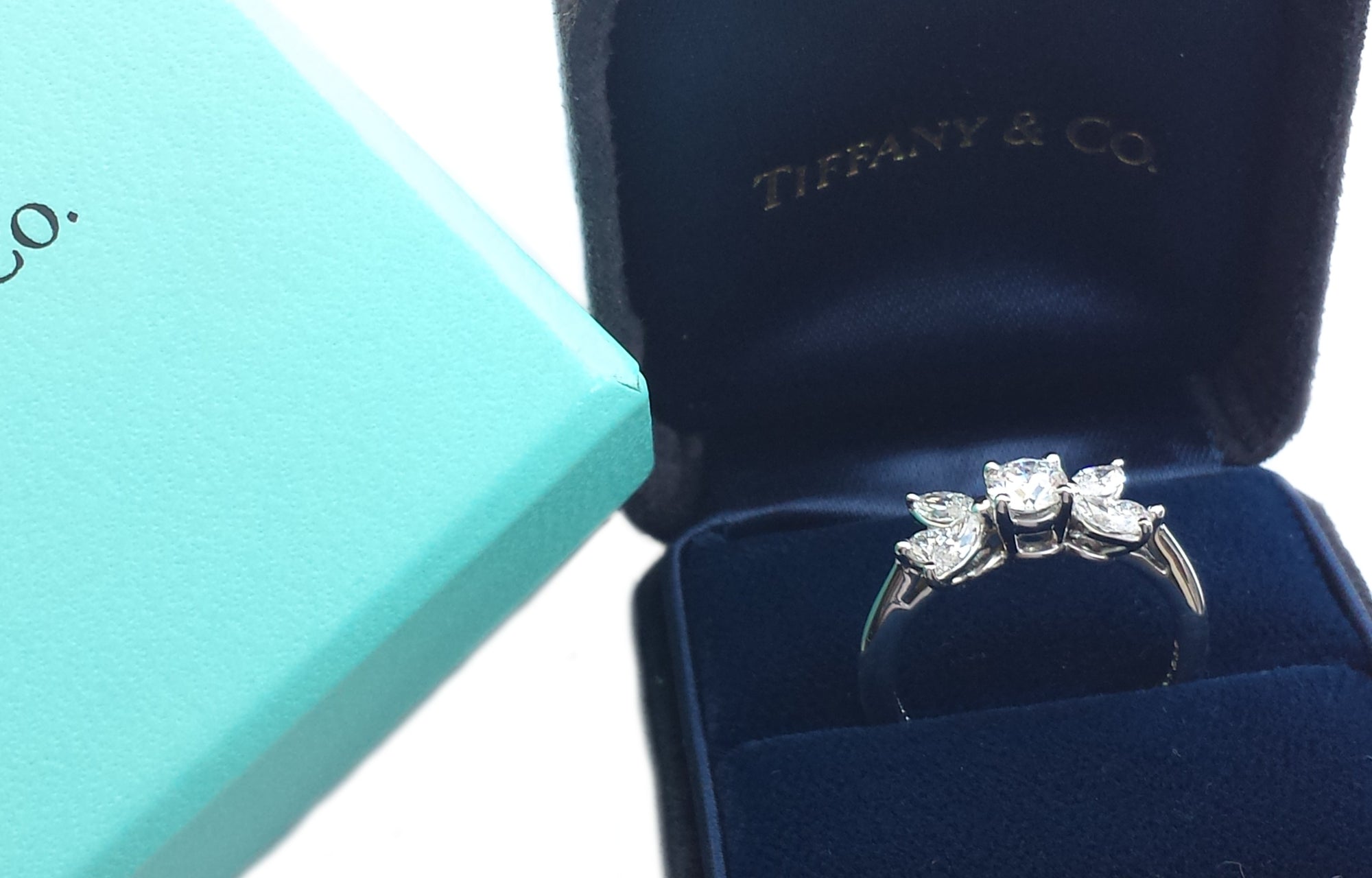 Tiffany & Co 0.80tcw Victoria Round Brilliant & Marquise Diamond Engagement Ring