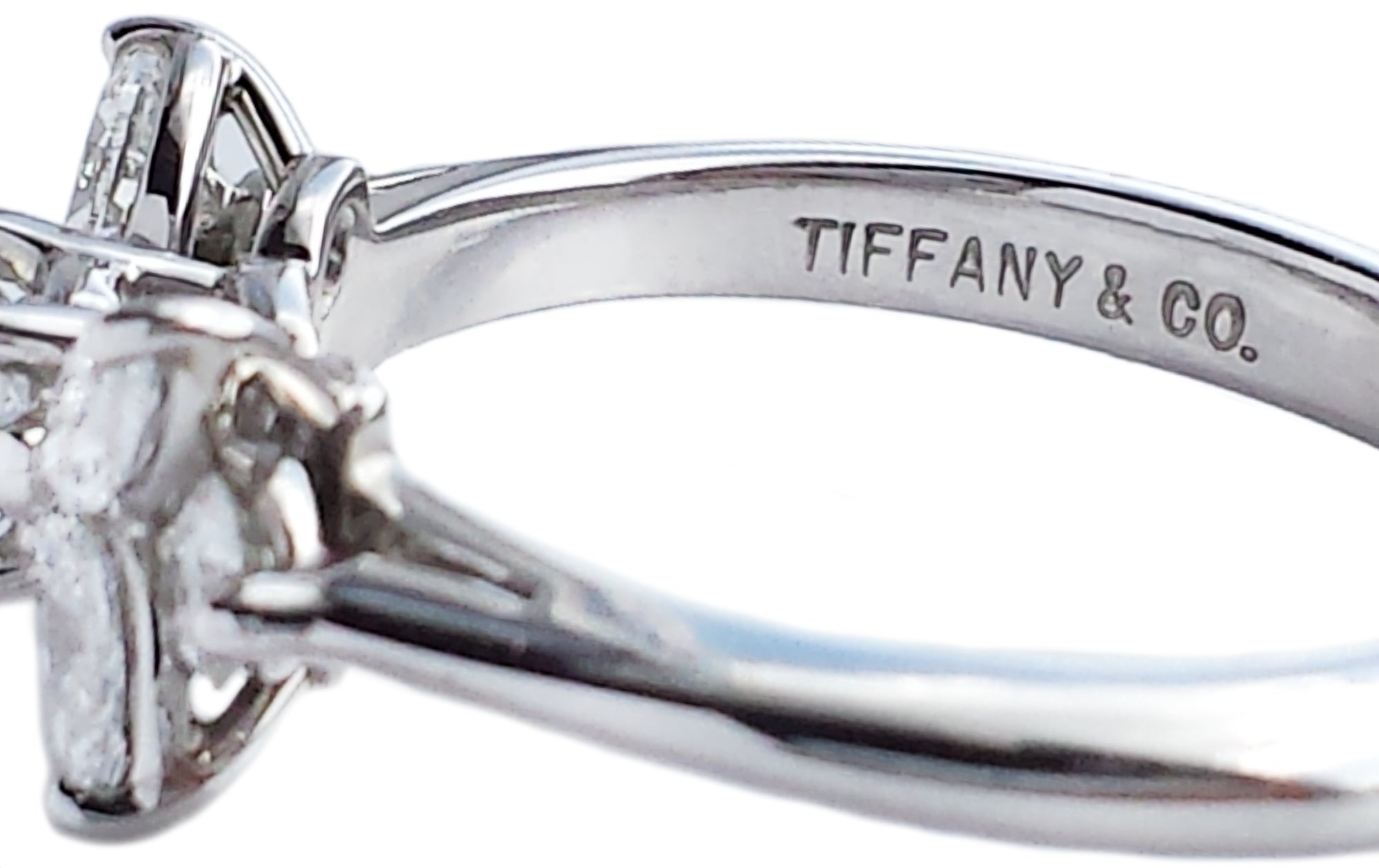 Tiffany & Co 0.80tcw Victoria Round Brilliant & Marquise Diamond Engagement Ring