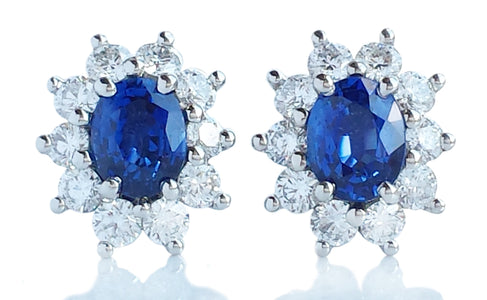 Tiffany & Co Sapphire & Diamond Cluster Earrings