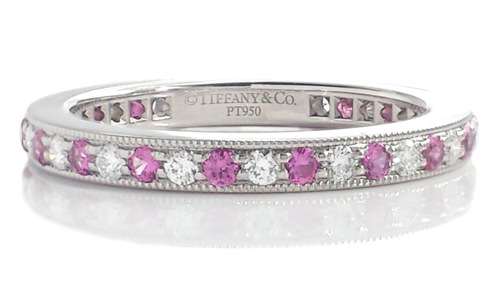 Tiffany & Co. Pink Sapphire & Diamond Legacy Wedding Band / Ring