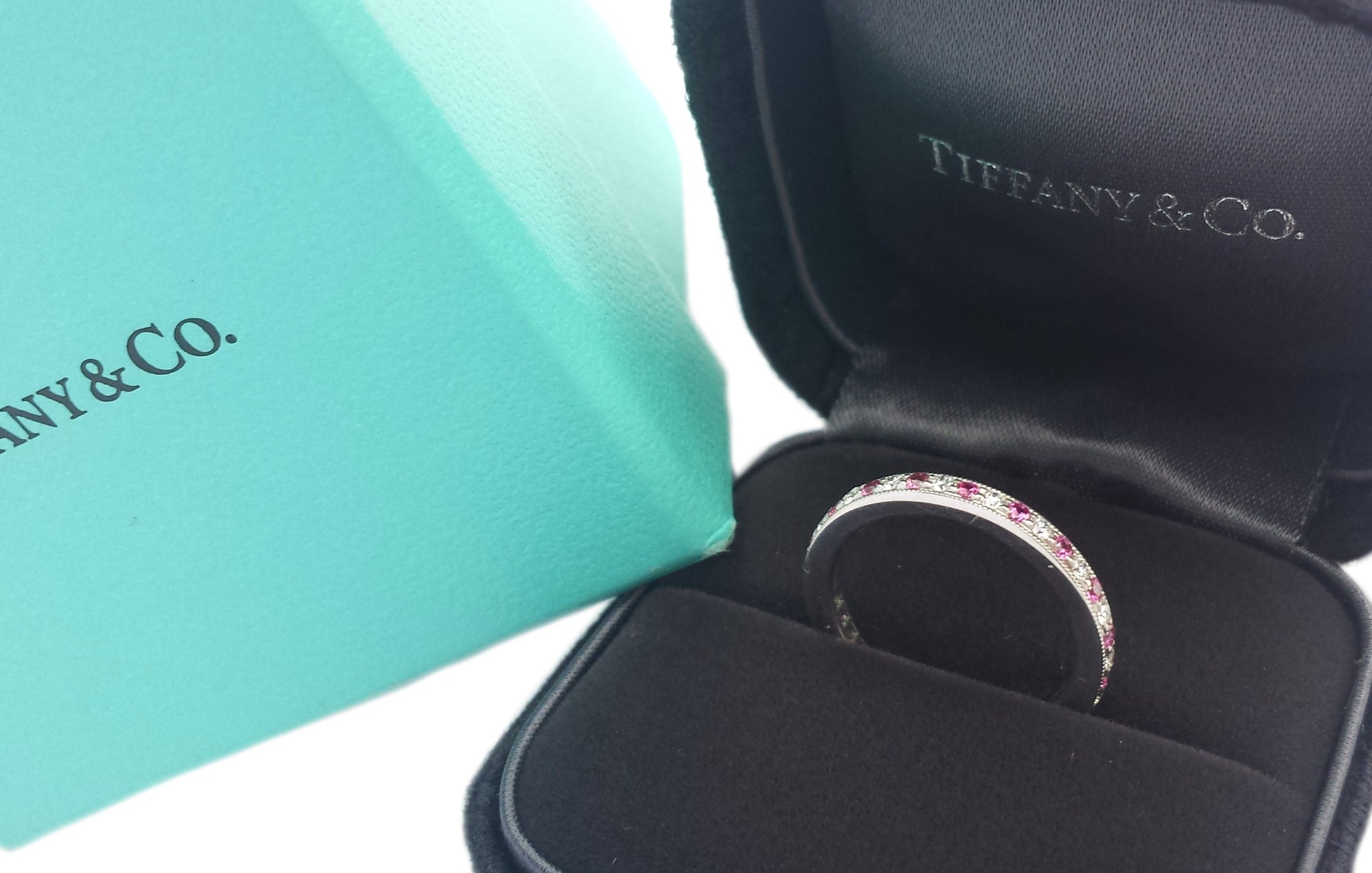 Tiffany & Co. Pink Sapphire & Diamond Legacy Wedding Band / Ring