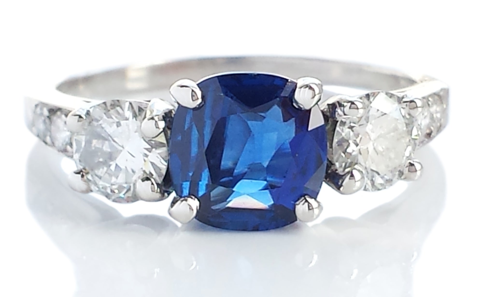 Tiffany & Co. 2.27tcw Three Stone Sapphire & Diamond Engagement Ring