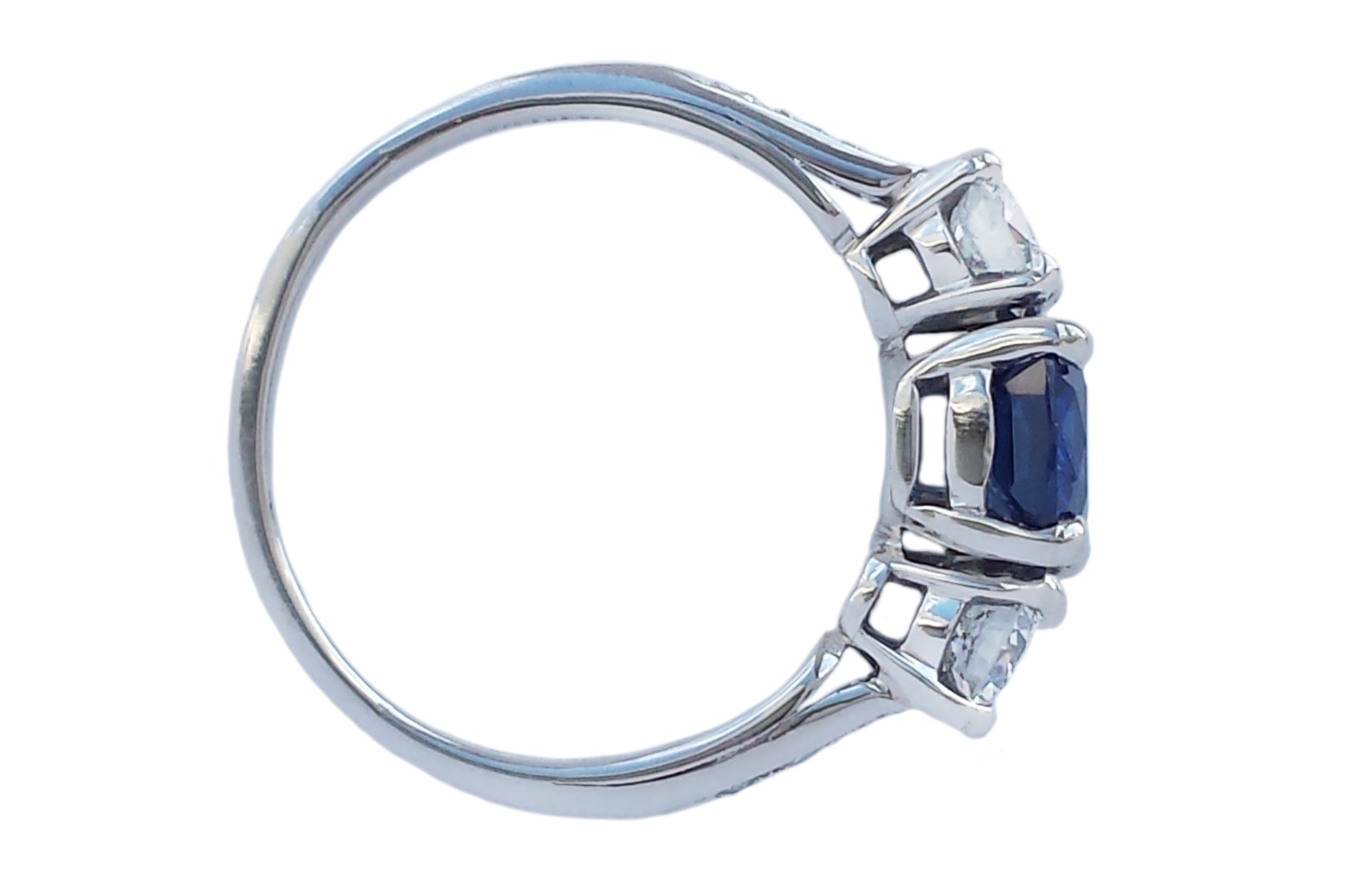 Tiffany & Co. 2.27tcw Three Stone Sapphire & Diamond Engagement Ring