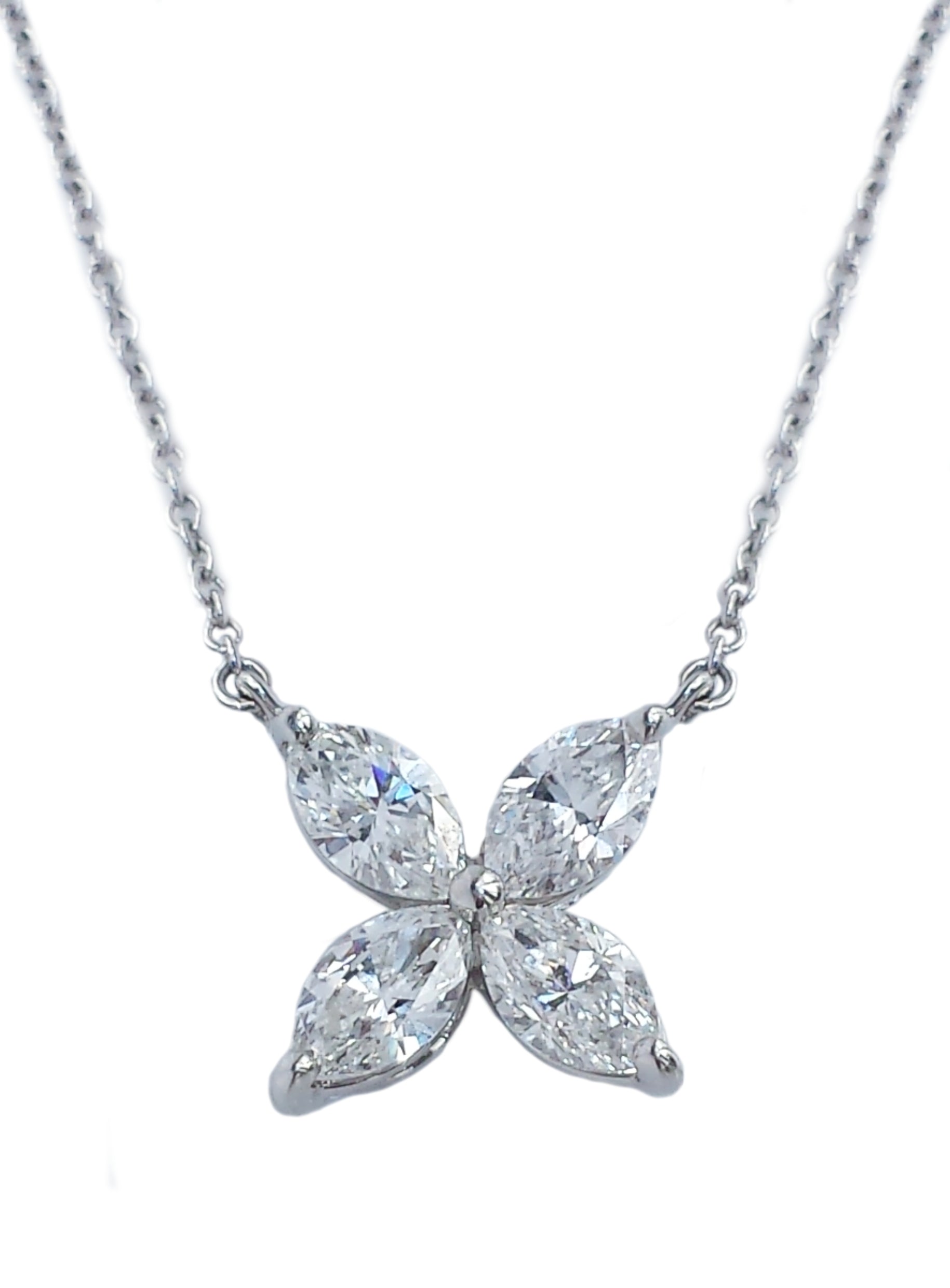 Tiffany & Co 1.00ct Marquise Diamond Victoria Pendant Necklace