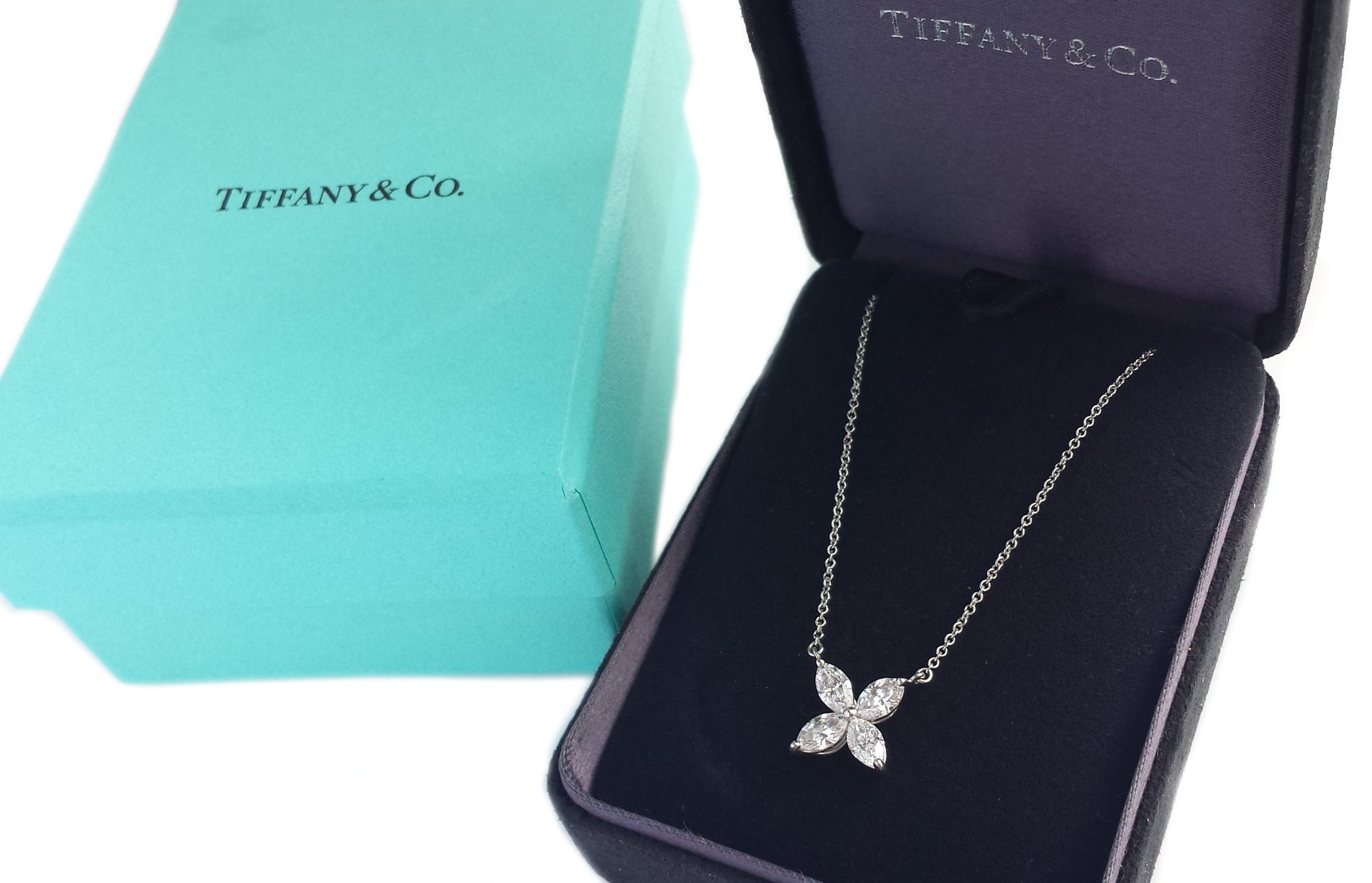 Tiffany & Co. 1.00ct Marquise Diamond Victoria Pendant Necklace