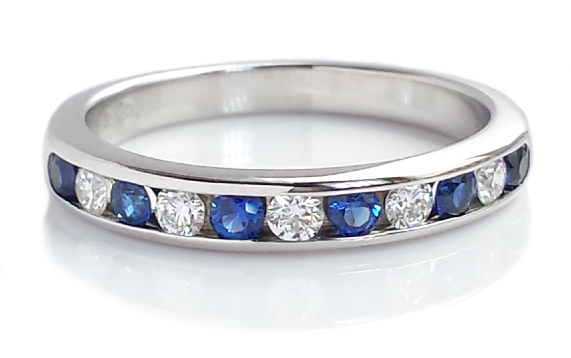 Tiffany & Co. 3mm Sapphire & Diamond Wedding Band Ring