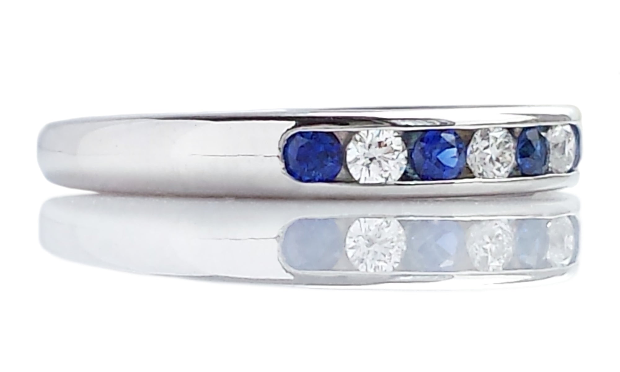 Tiffany & Co. 3mm Sapphire & Diamond Wedding Band Ring