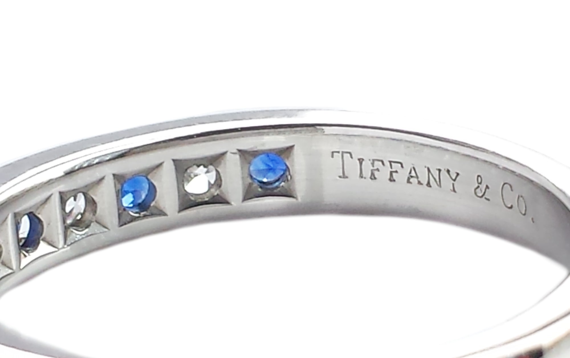 Tiffany & Co. 3mm Sapphire & Diamond Wedding Band Ring