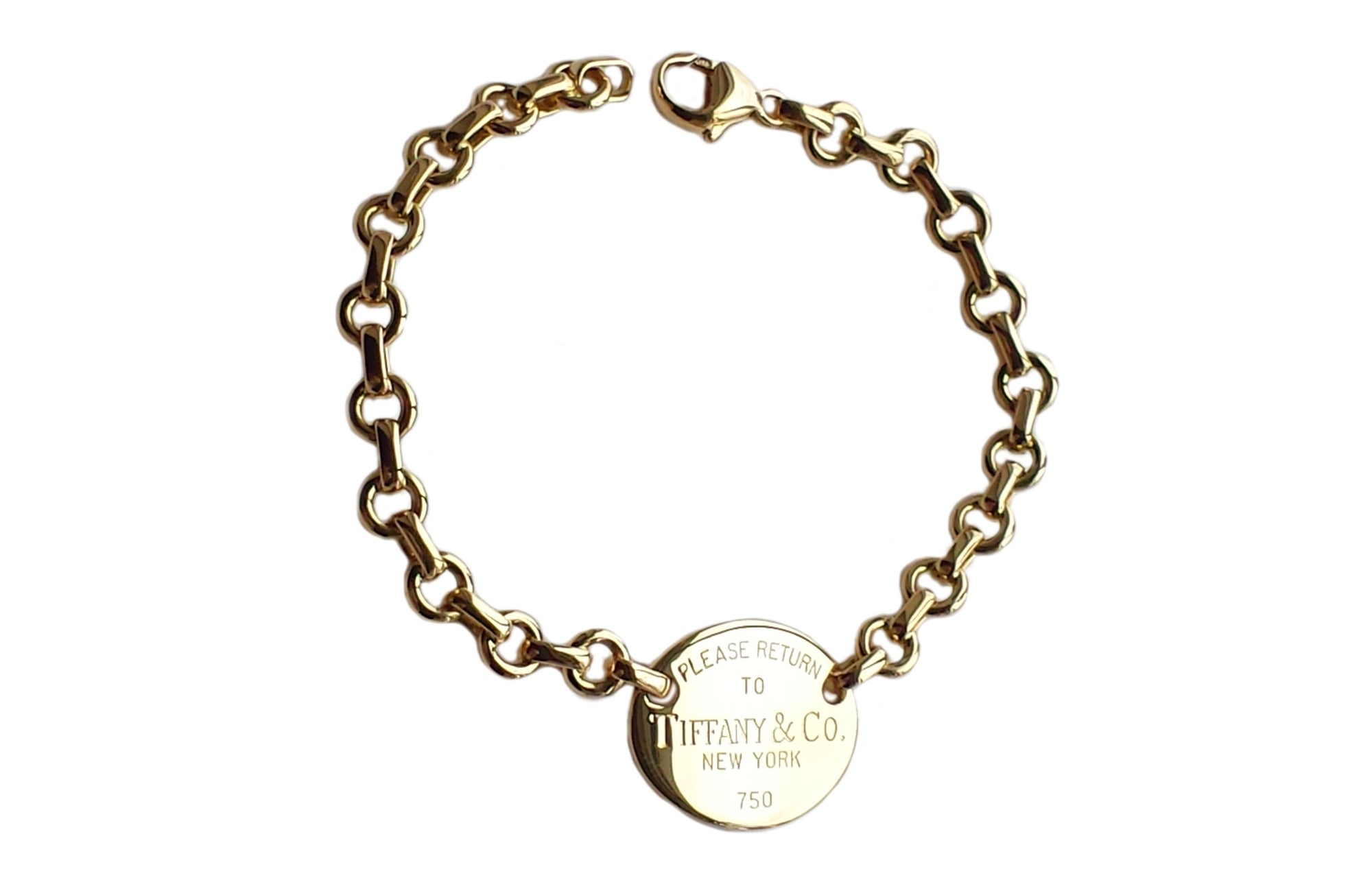 Tiffany & Co. 18k Gold Please Return To Oval Bracelet