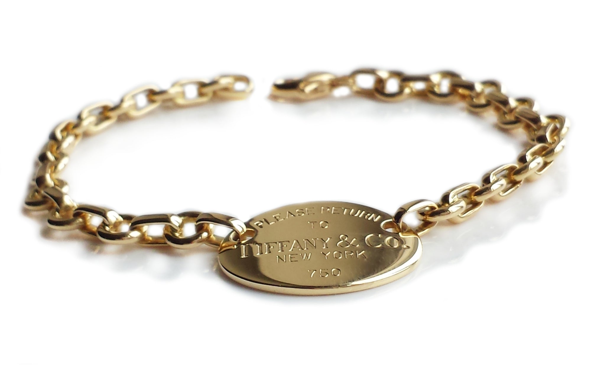 Tiffany & Co. 18k Gold Please Return To Oval Bracelet