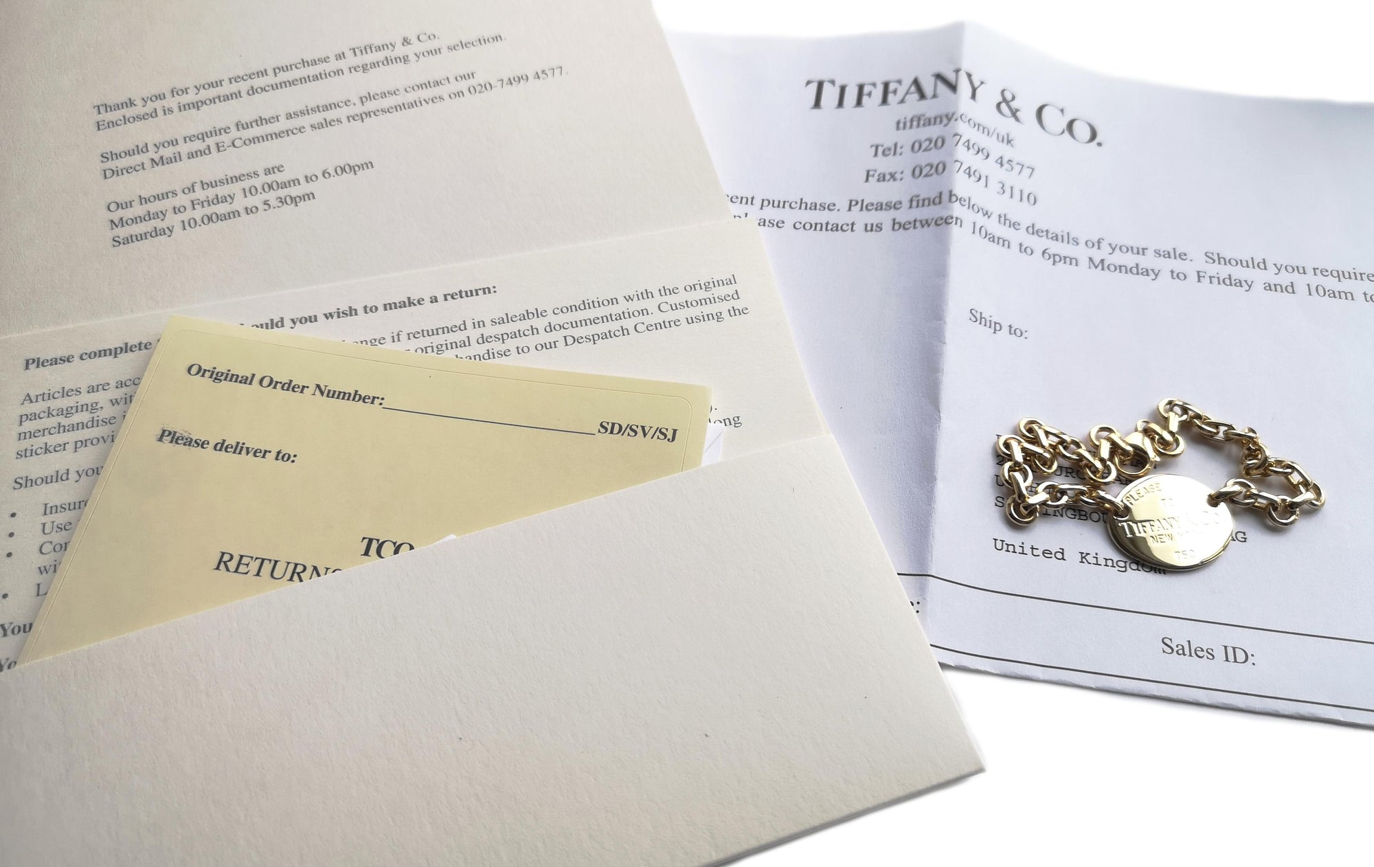 Tiffany & Co. 18k Gold Please Return To Oval Bracelet